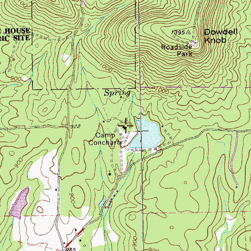 Topographic Map of Camp Concharty, GA