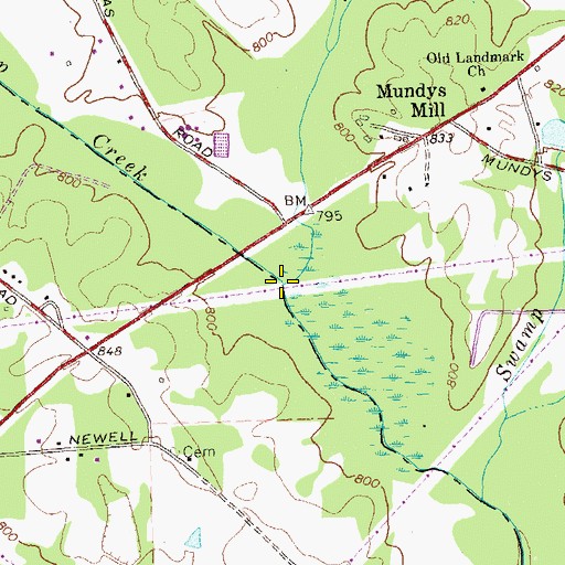 Topographic Map of Camp Creek, GA