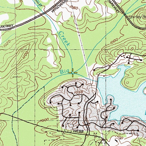 Topographic Map of Camp Creek, GA