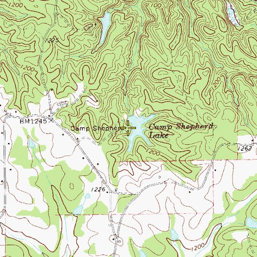 Topographic Map of Camp Shepherd, GA