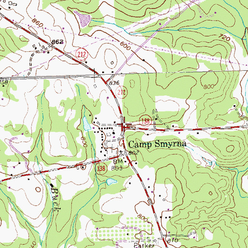 Topographic Map of Camp Smyrna, GA