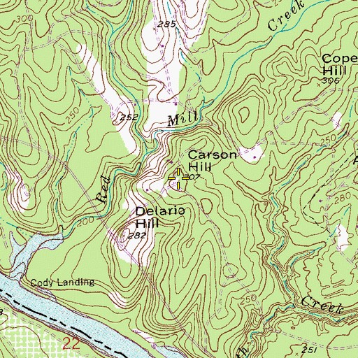 Topographic Map of Carson Hill, GA