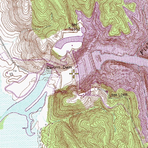 Topographic Map of Carters Dam, GA