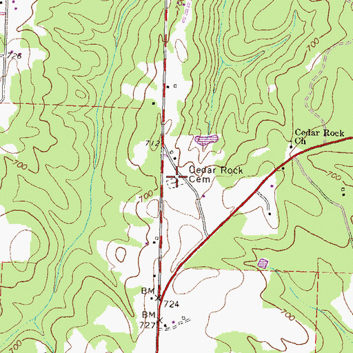 Topographic Map of Cedar Rock Cemetery, GA