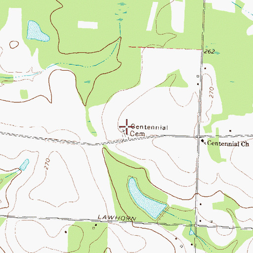Topographic Map of Centennial Cemetery, GA