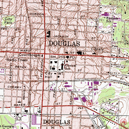 Topographic Map of Central School, GA