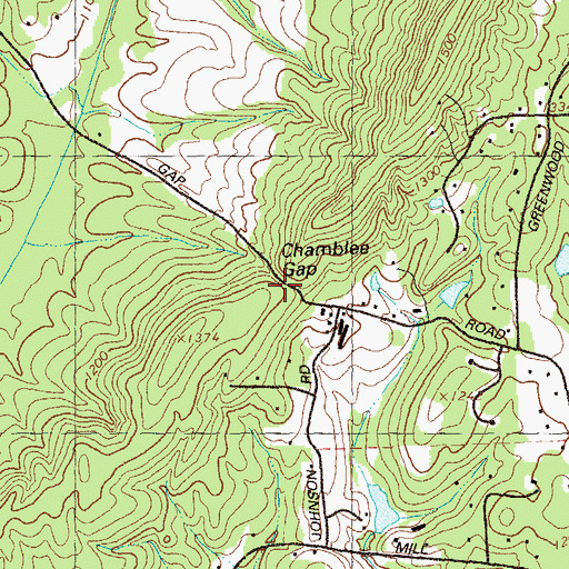 Topographic Map of Chamblee Gap, GA