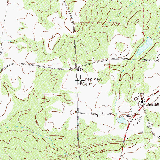 Topographic Map of Chapman Cemetery, GA