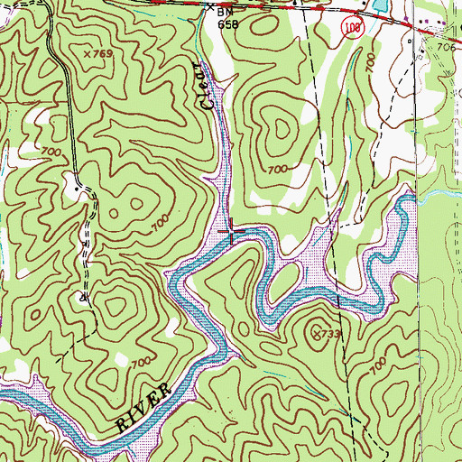 Topographic Map of Clear Creek, GA