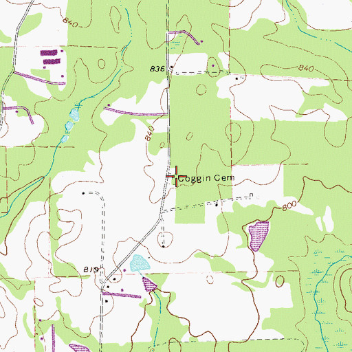 Topographic Map of Coggin Cemetery, GA