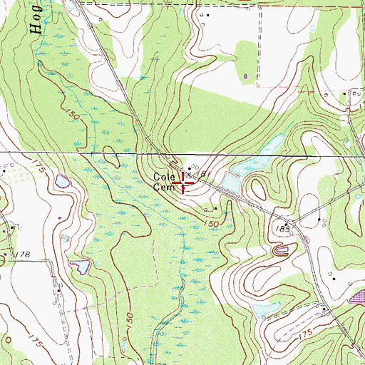 Topographic Map of Cole Cemetery, GA