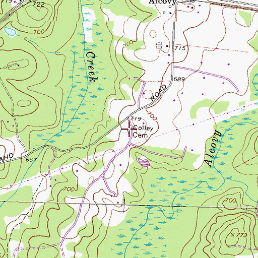 Topographic Map of Colley Cemetery, GA