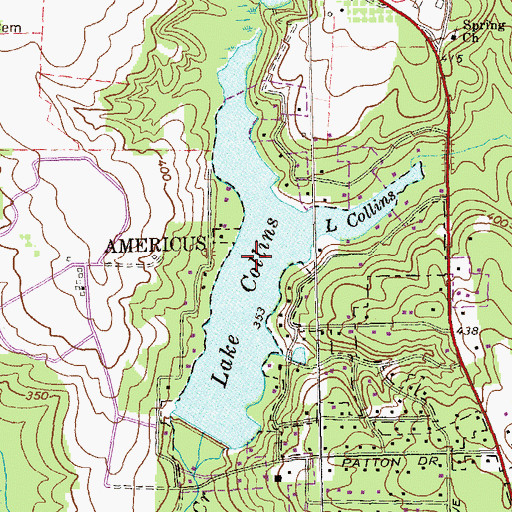 Topographic Map of Lake Collins, GA
