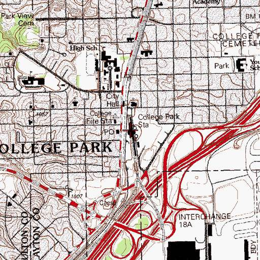 Topographic Map of Columbia Avenue Church, GA