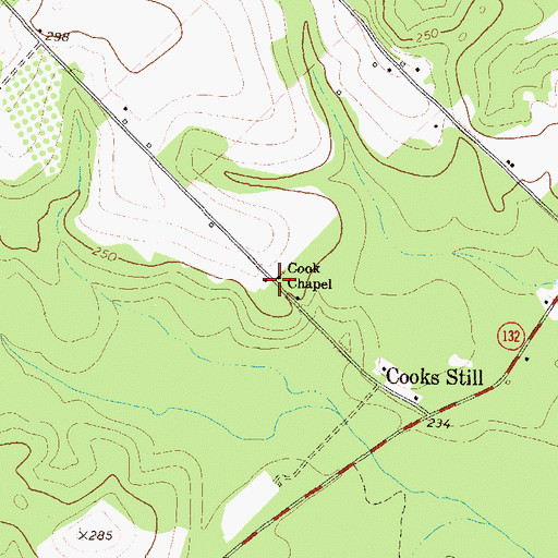 Topographic Map of Cook Chapel, GA