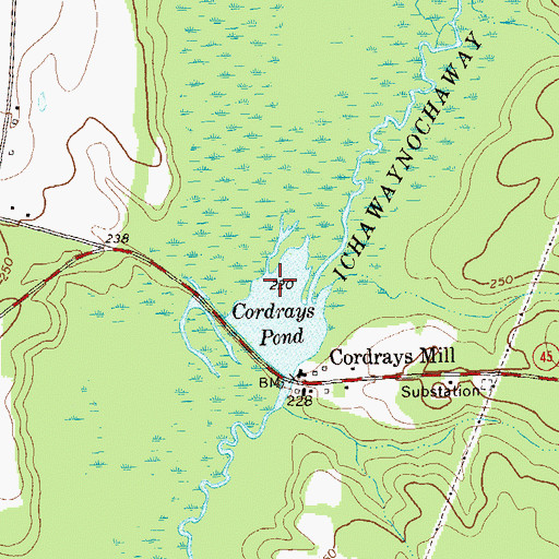 Topographic Map of Cordrays Pond, GA