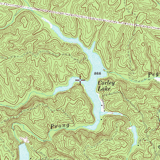 Topographic Map of Corley Lake, GA