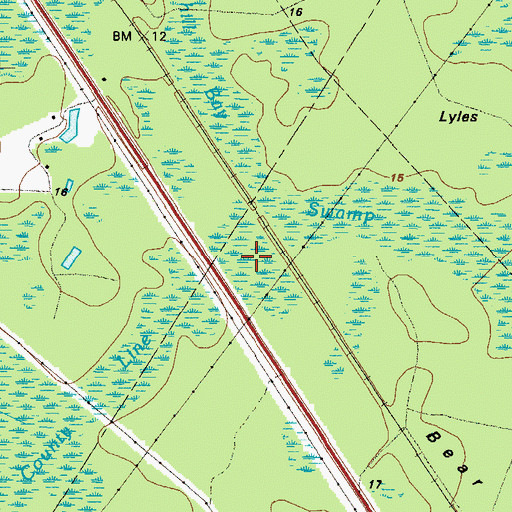 Topographic Map of County Line Swamp, GA