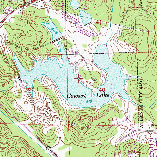 Topographic Map of Cowart Lake, GA