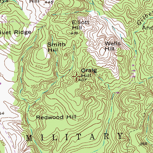 Topographic Map of Craig Hill, GA
