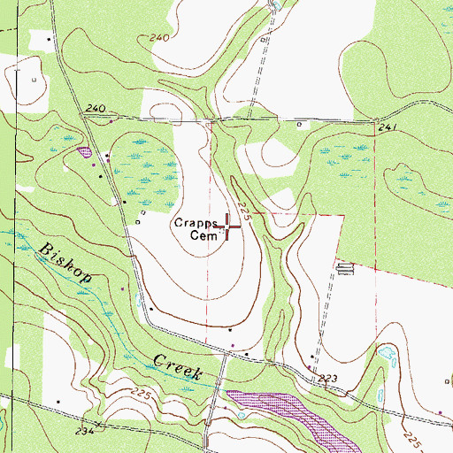 Topographic Map of Crapps Cemetery, GA