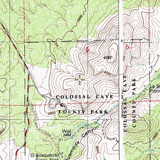 Topographic Map of Colossal Cave Mountain Park, AZ