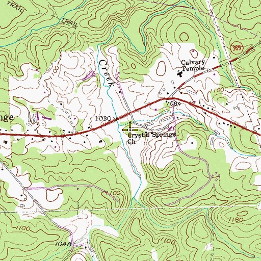 Topographic Map of Crystal Springs Church, GA