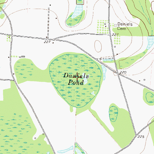 Topographic Map of Daniels Pond, GA