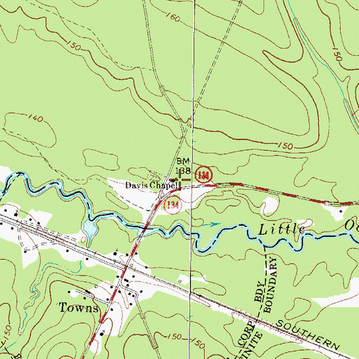 Topographic Map of Davis Chapel, GA