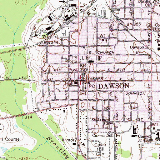 Topographic Map of Dawson, GA