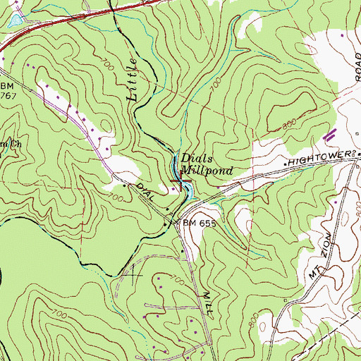 Topographic Map of Dials Millpond, GA