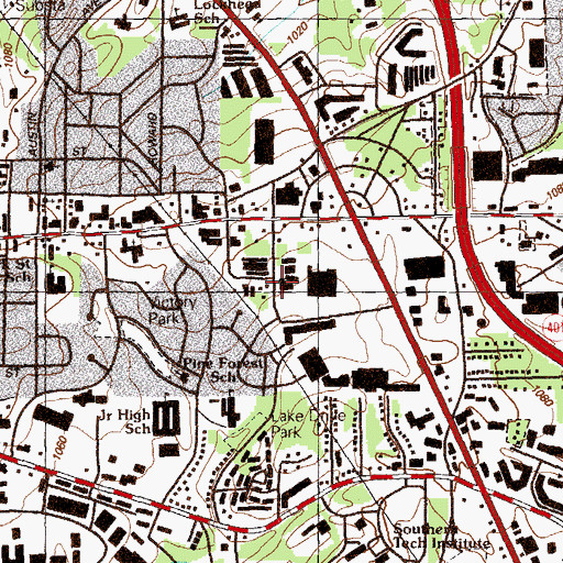 Topographic Map of Dodd Street School, GA