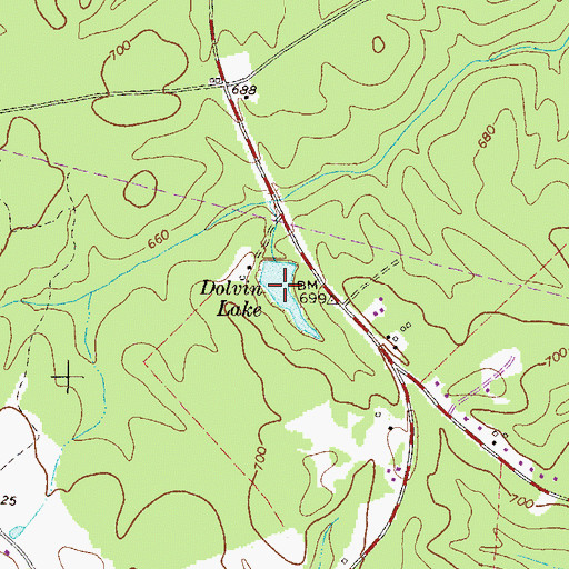 Topographic Map of Dolvin Lake, GA