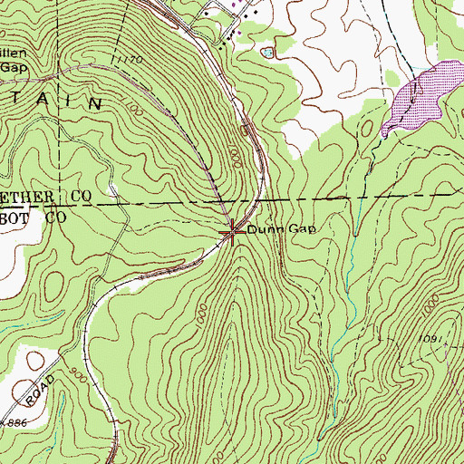 Topographic Map of Dunn Gap, GA