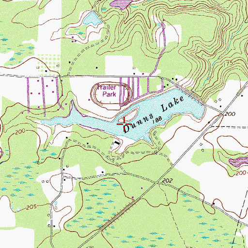 Topographic Map of Dunns Lake, GA