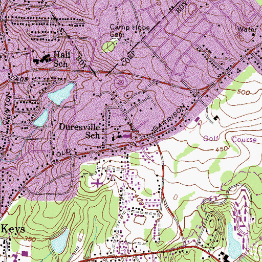 Topographic Map of Duresville School, GA