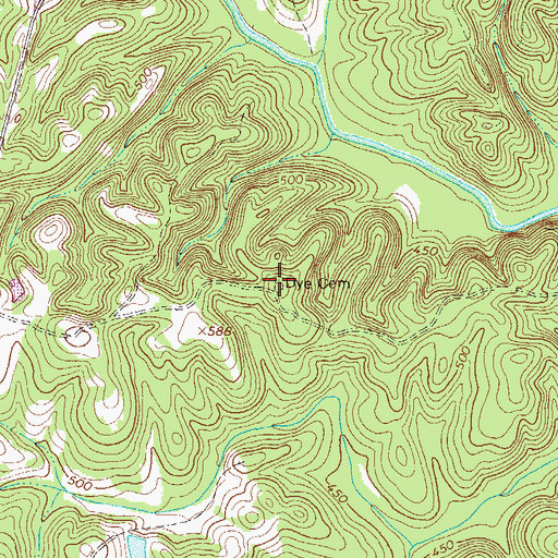 Topographic Map of Dye Cemetery, GA