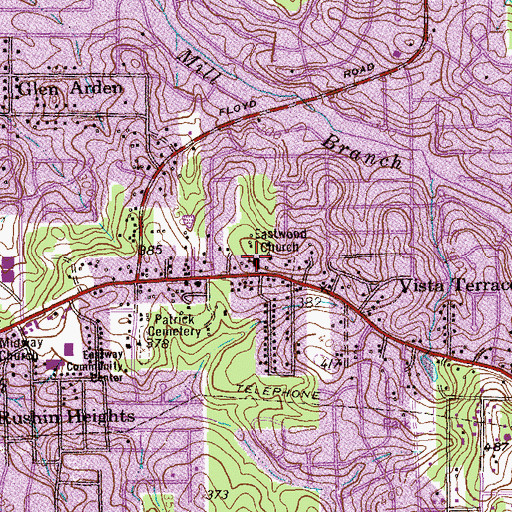 Topographic Map of Eastwood Church, GA