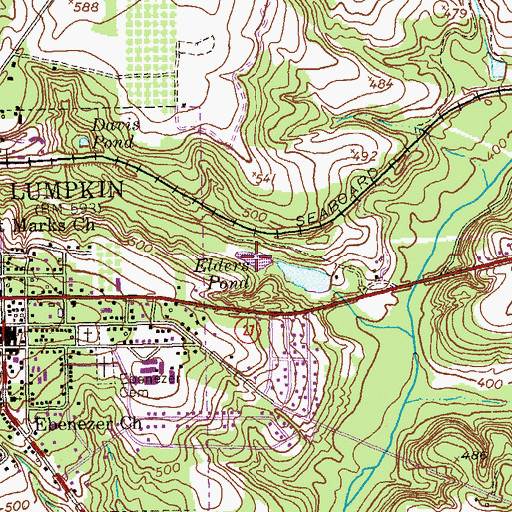 Topographic Map of Elders Pond, GA