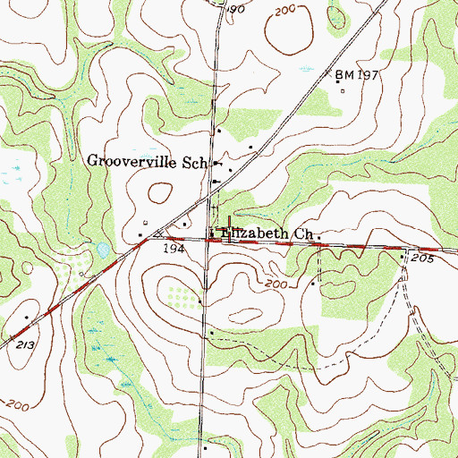 Topographic Map of Elizabeth Church, GA