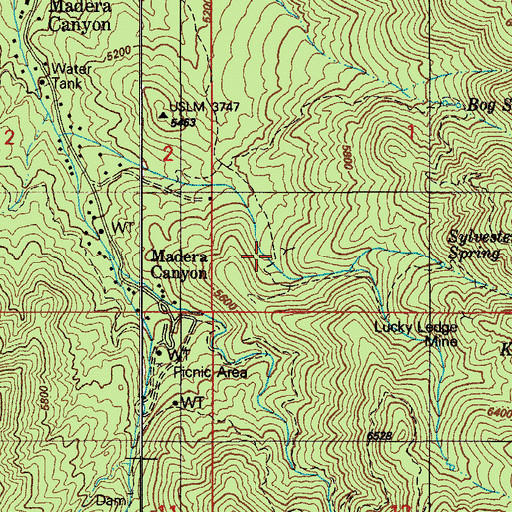 Topographic Map of Lucky Ledge Mine, AZ
