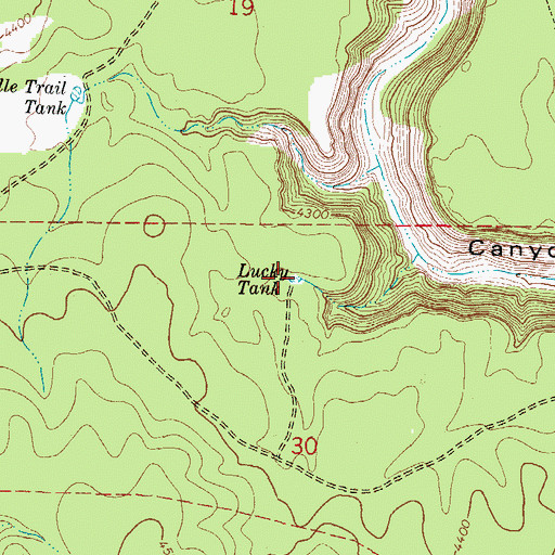 Topographic Map of Lucky Tank, AZ