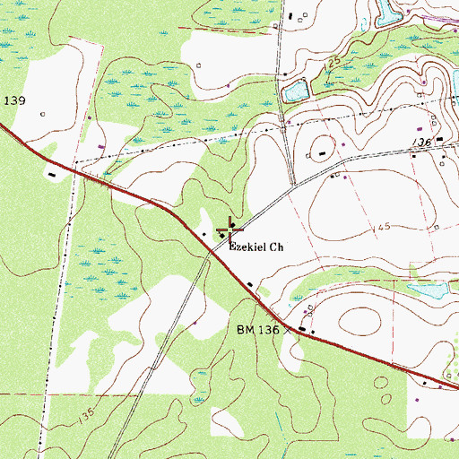 Topographic Map of Ezekiel Church, GA
