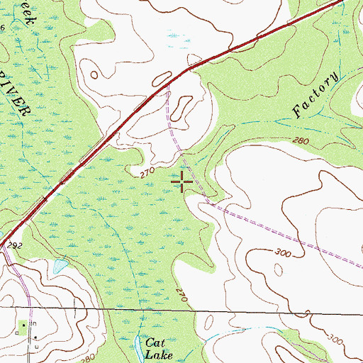 Topographic Map of Factory Creek, GA