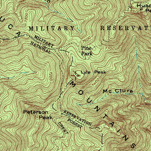 Topographic Map of Lyle Peak, AZ
