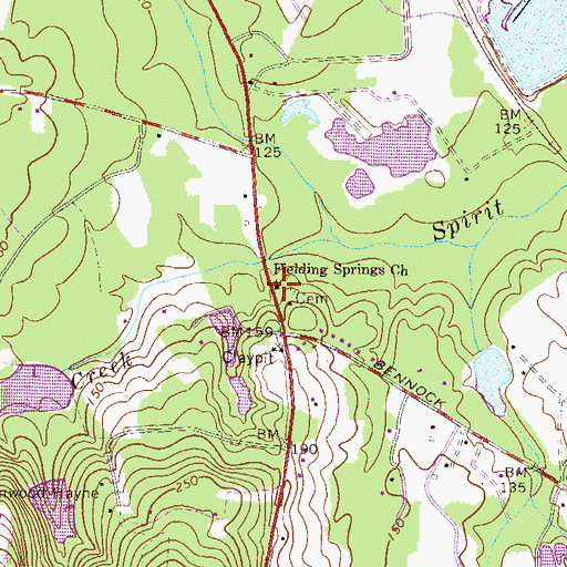 Topographic Map of Fielding Springs Church, GA