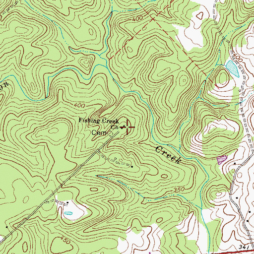 Topographic Map of Fishing Creek School, GA