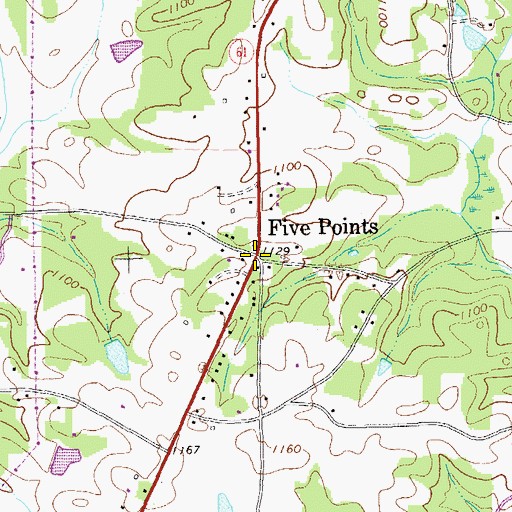 Topographic Map of Five Points, GA