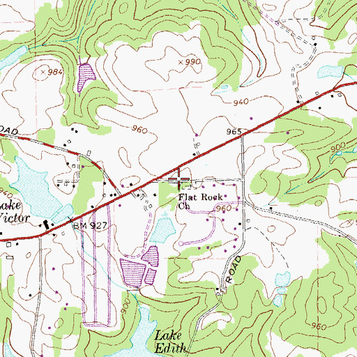 Topographic Map of Flat Rock Church, GA