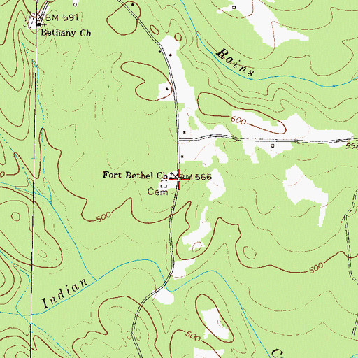 Topographic Map of Fort Bethel Church, GA